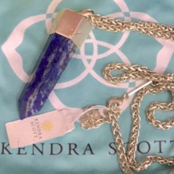 LAST ONE NWT [Kendra Scott] Jayce Long Stone Pendant Necklace, Gold & Blue Lapis - Picture 1 of 5